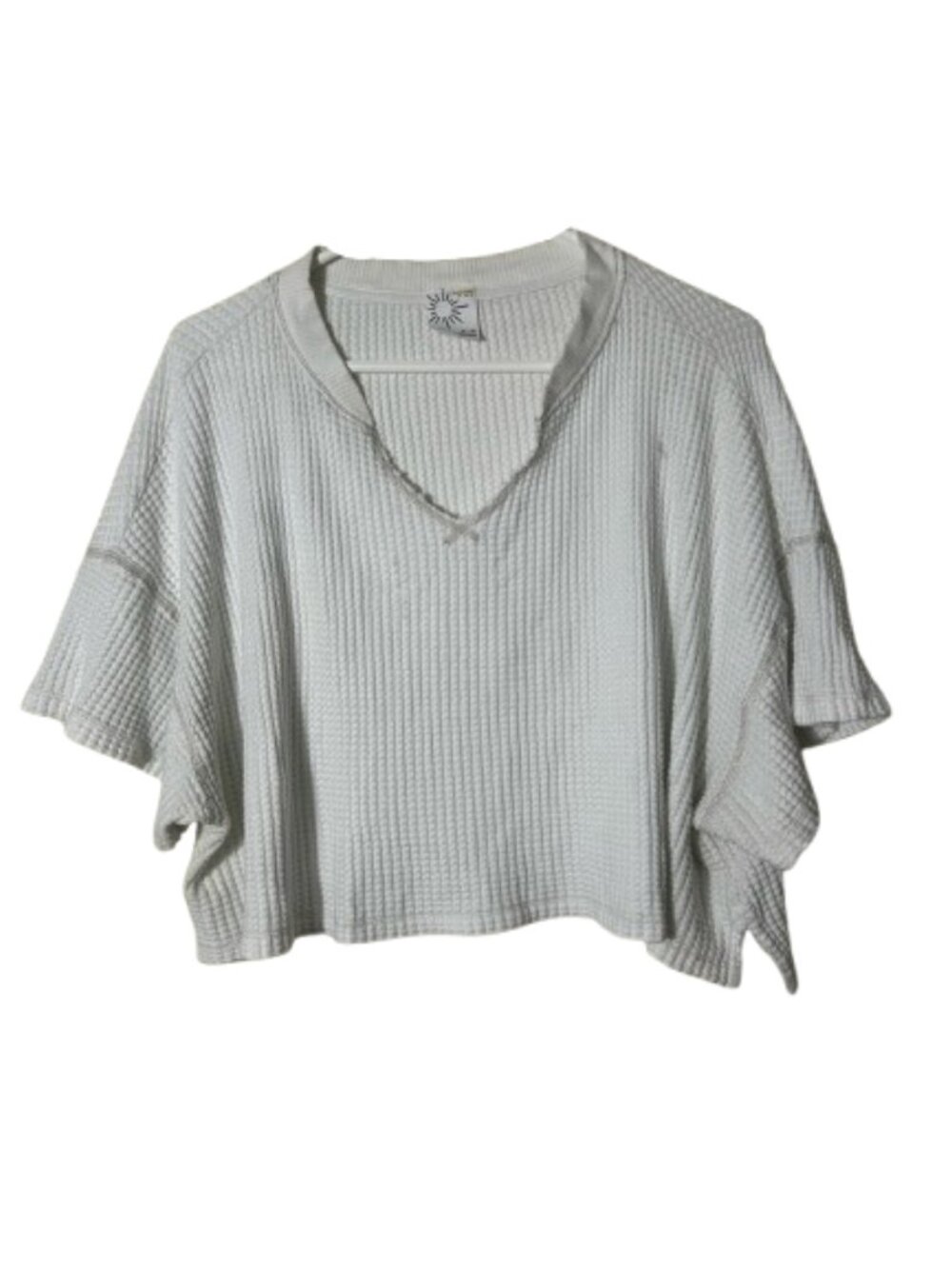 Offline by Aerie white waffle knit boxy crop top womens XL v-neck